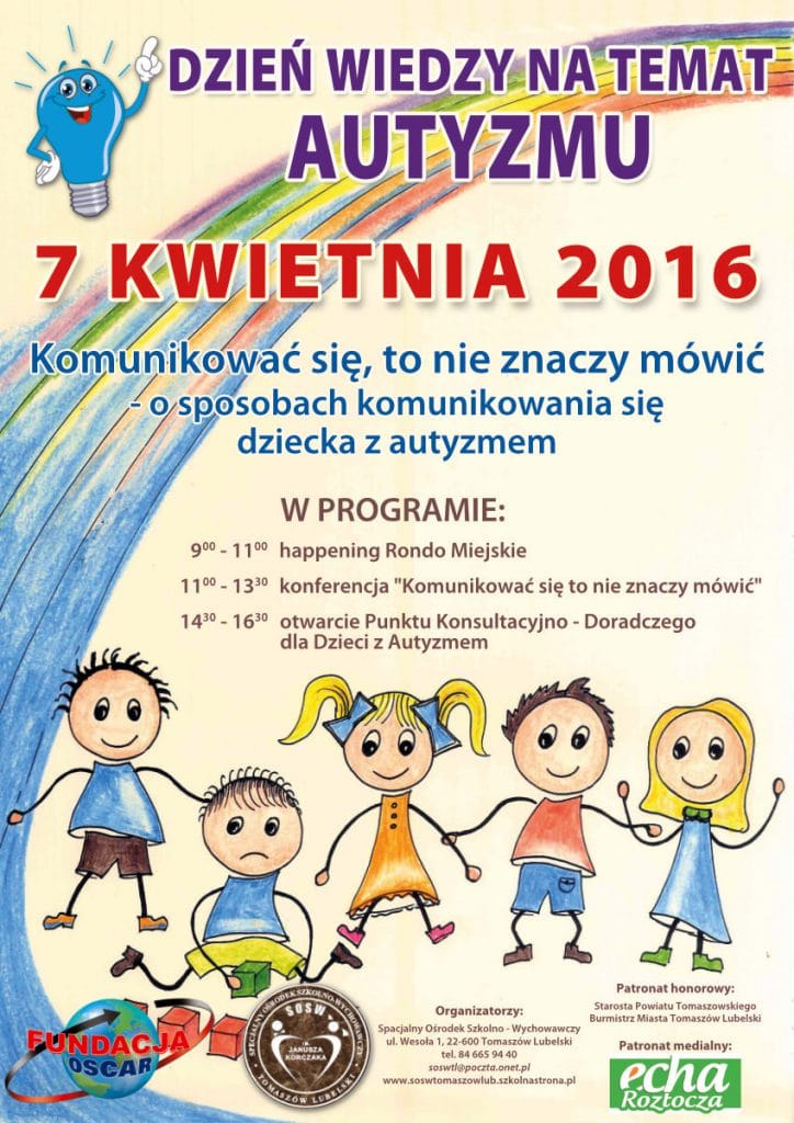 DZIEŃ WIEDZY NA TEMAT AUTYZMU – TOMASZÓW LUBELSKI 7 KWIETNIA 2016 ROKU